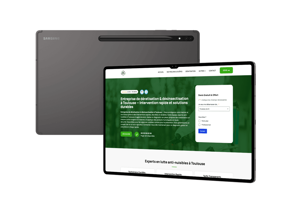 Aperçu du site internet d'EC-Nuisibles, entreprise de dératisation à Toulouse